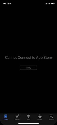 لا يمكن الاتصال ب app store