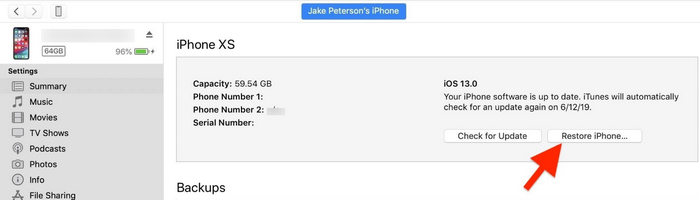 restore iphone with itunes