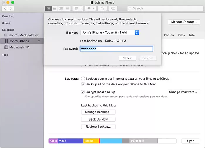 restore iphone backup