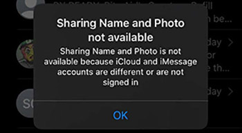 sharing name and photo not available ios 13.5