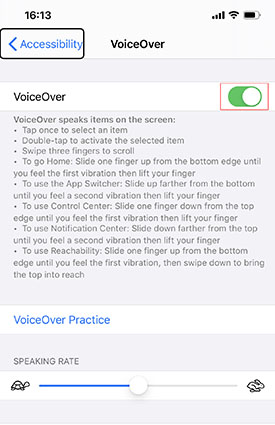 turn off voiceover