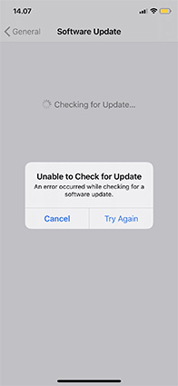 iphone unable to check for update ios 14