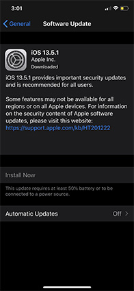 unable to install ios 13.5.1