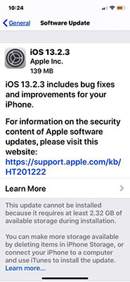 update to the latest ios 13.2.3