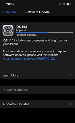 move to ios preparing forever