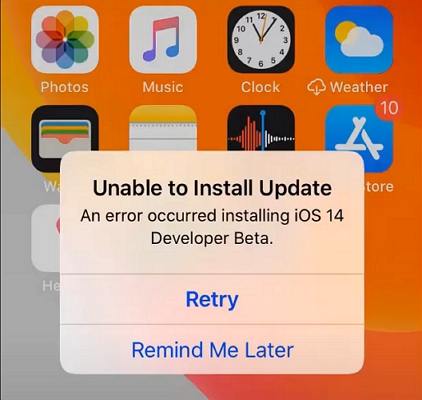 unable to install ios 14 updates
