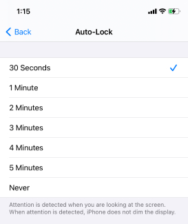 adjust auto-lock time on iphone