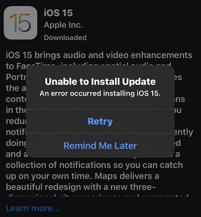 iphone update 15.5 won't install