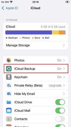 backup iPhone to iCloud