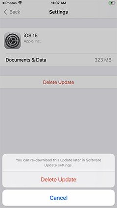 iOS 15.5 delete update