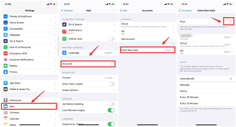 set email account to fetch ios 15