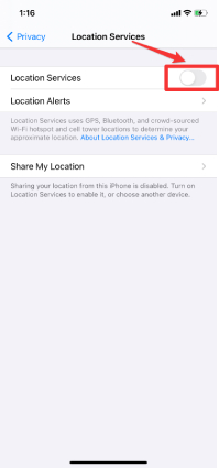 turn off location service on iphone