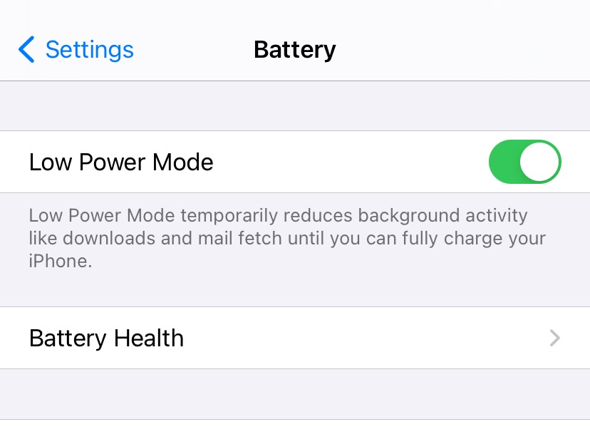 turn on low power mode on iphoen