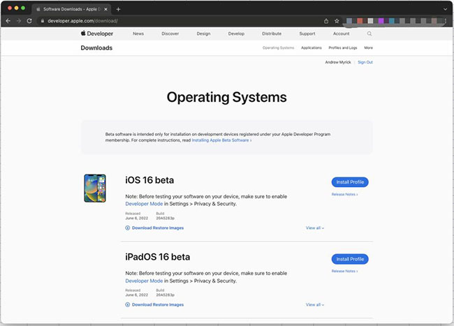 ipados 16 download without developer account