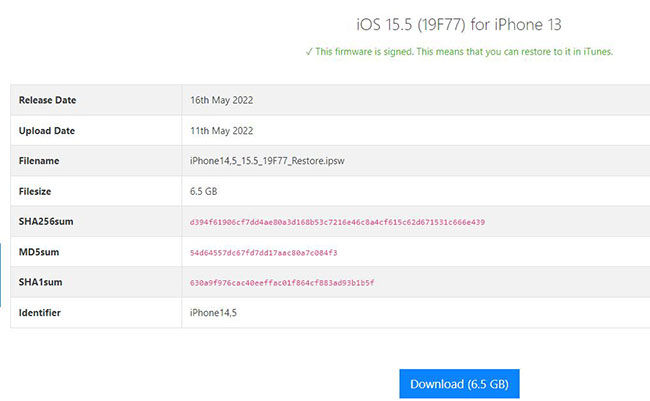 download ios 15.5 firmware