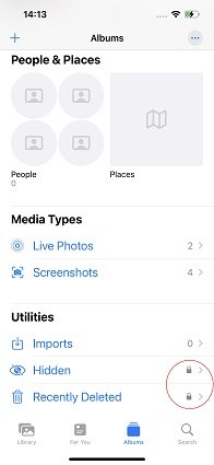 iOS 16 hidden album locked