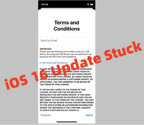 iOS 18 update stuck on terms and conditions