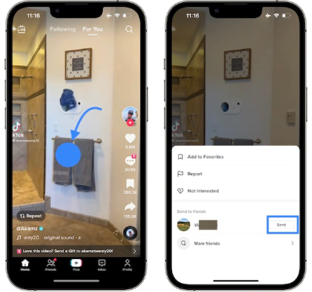 share tiktok video via dm