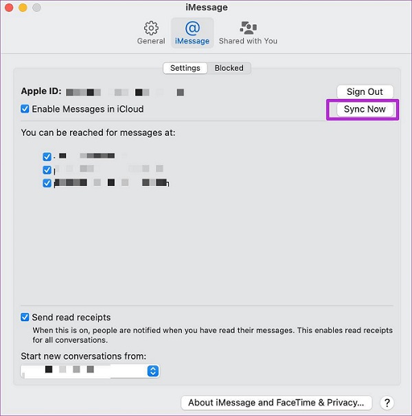 sync imessage on mac manually