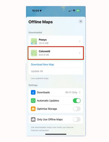 delete offline maps