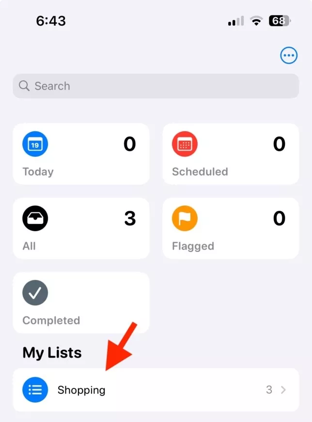 iphone shopping list