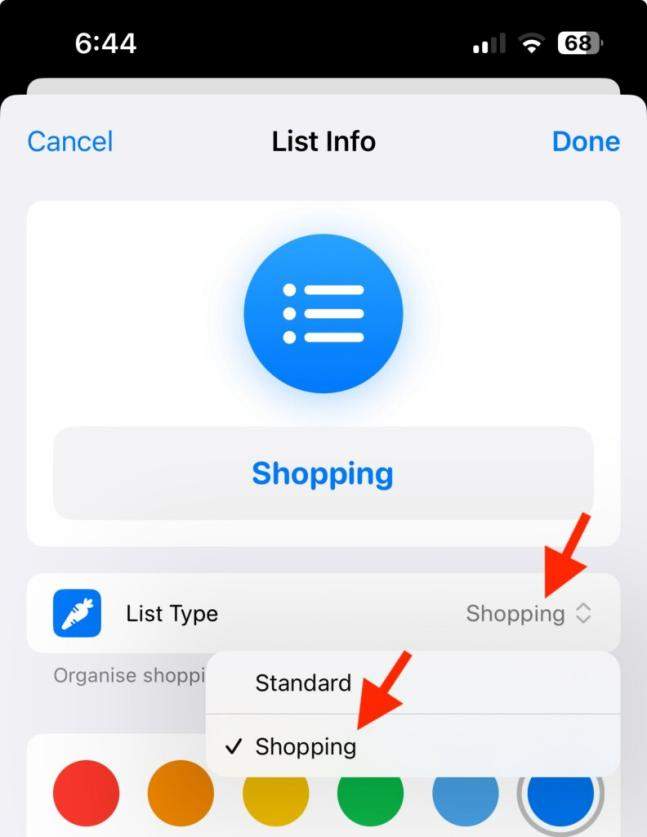 list type shopping