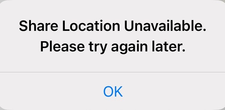 share location unavailable