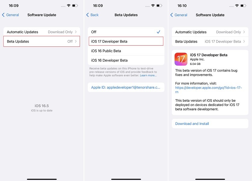 turn on ios 17 updates