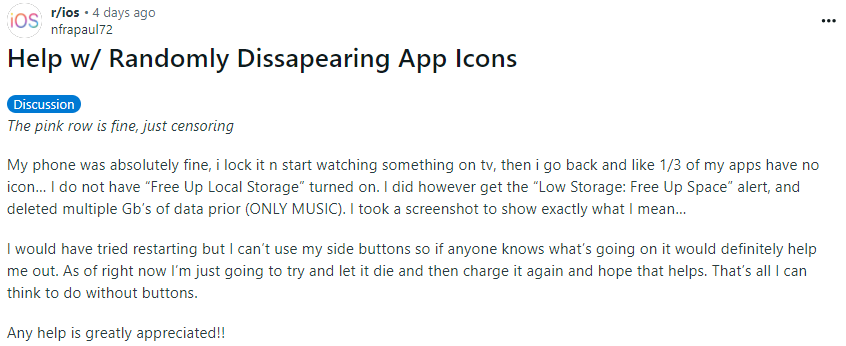 ios 18 apps icon randomly disappearing