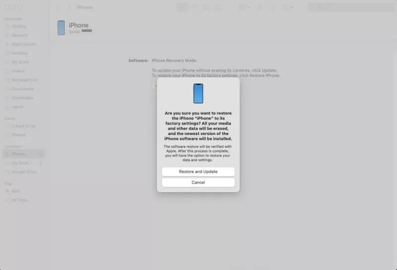 restore iPhone via iTunes