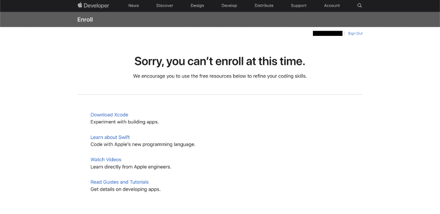apple geliştirici programına kaydolamıyor