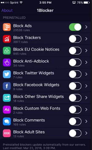 1blocker custom rules