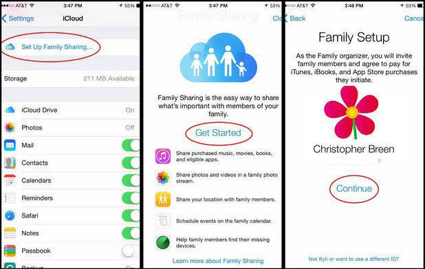 how to enable family sharing in ios 8