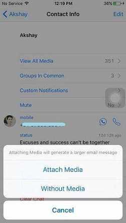 WhatsApp messages from iPhone to Samsung - attach media