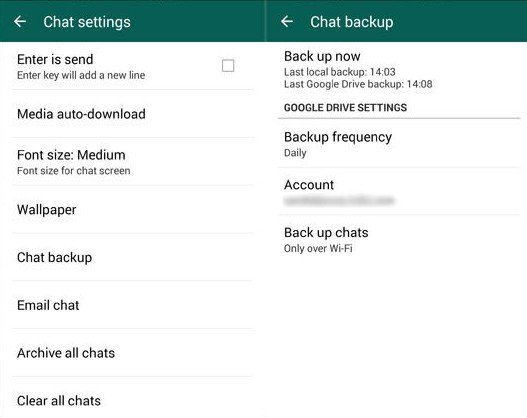 backup chat to google drive