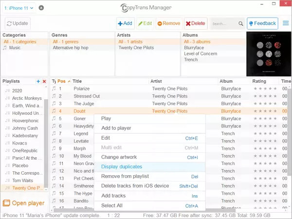 one of the iPod music managers for Windows/Mac OS