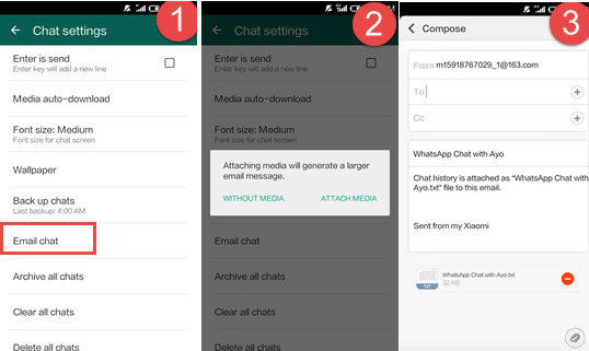 download whatsapp backup from google dive to android via email