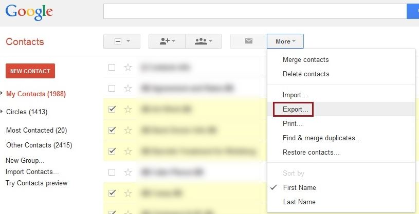 export google contacts