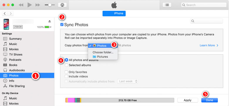 itunes download photos from iphone to pc
