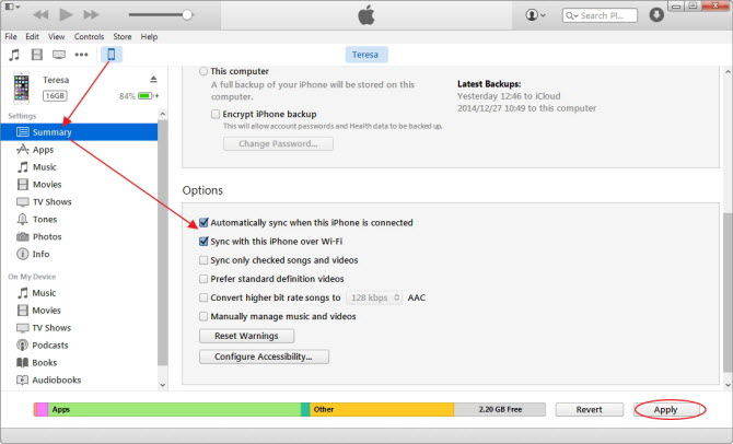 itunes wifi sync