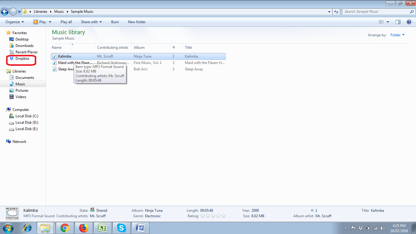 upload music to dropbox folder