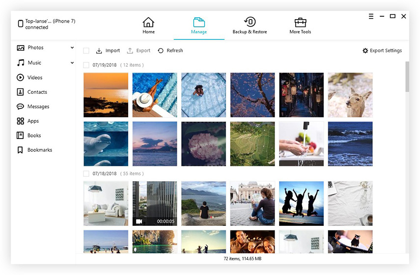choose the photos to export to computer