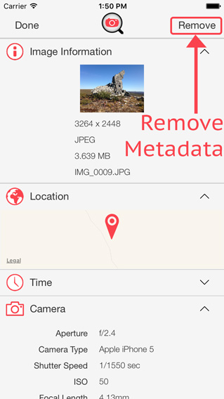 investigator exif app for iphone