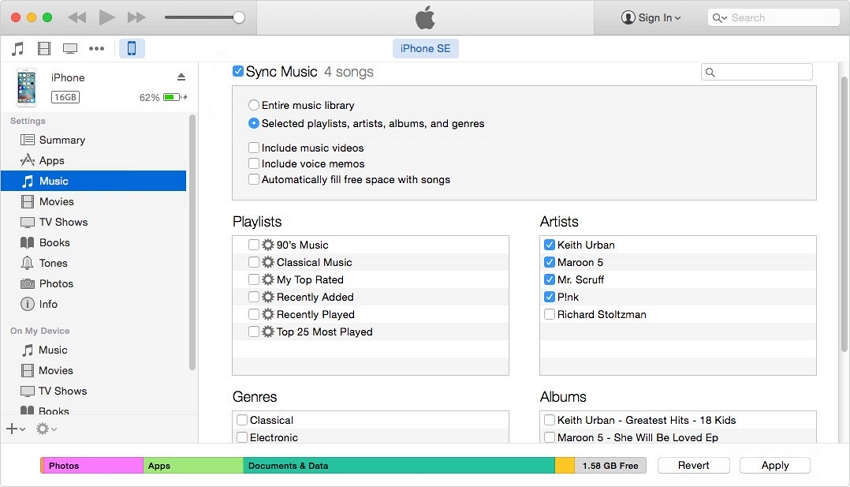 selected sync