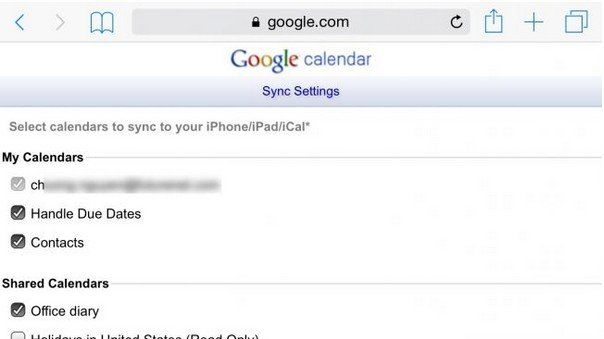 google sync just calendar