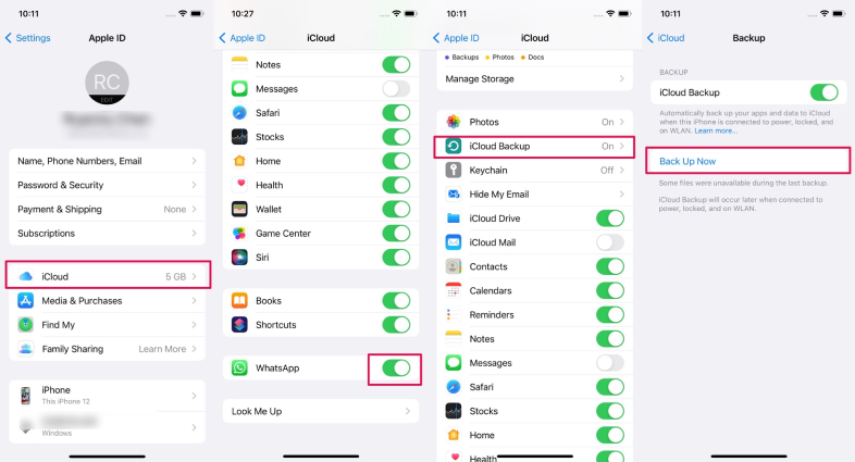 whatsapp icloud backup