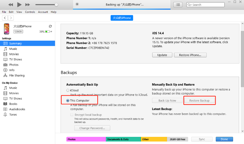 whatsapp itunes restore backup