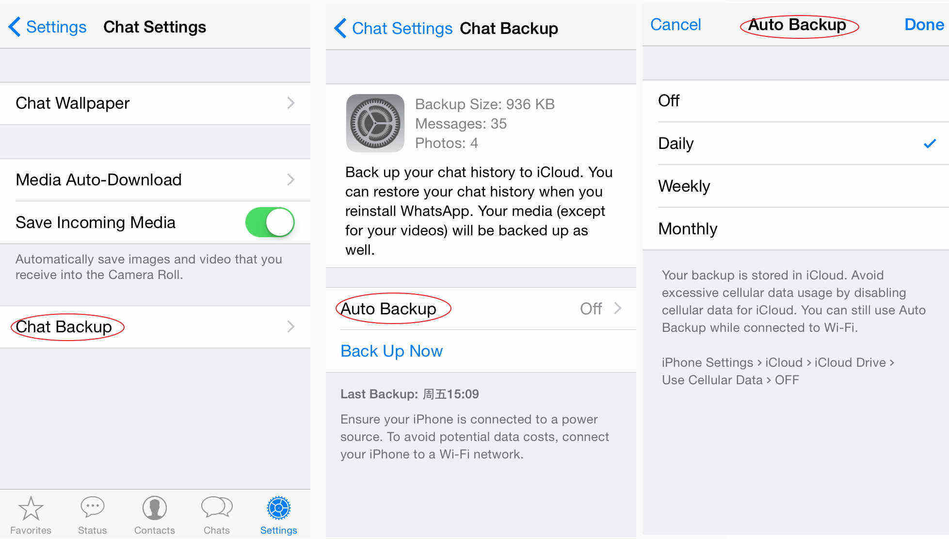 automatic back up whatsapp chats