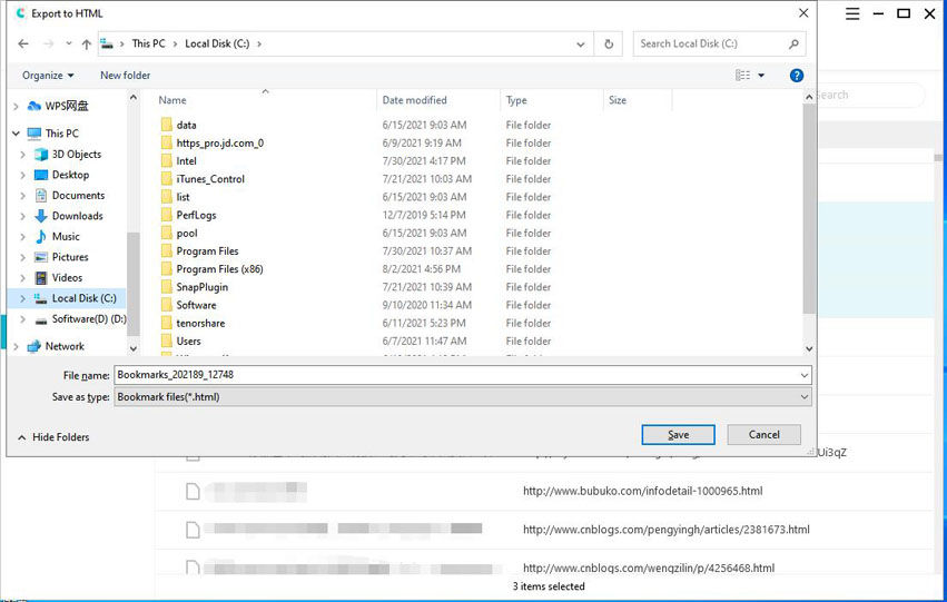 choose bookmarks location