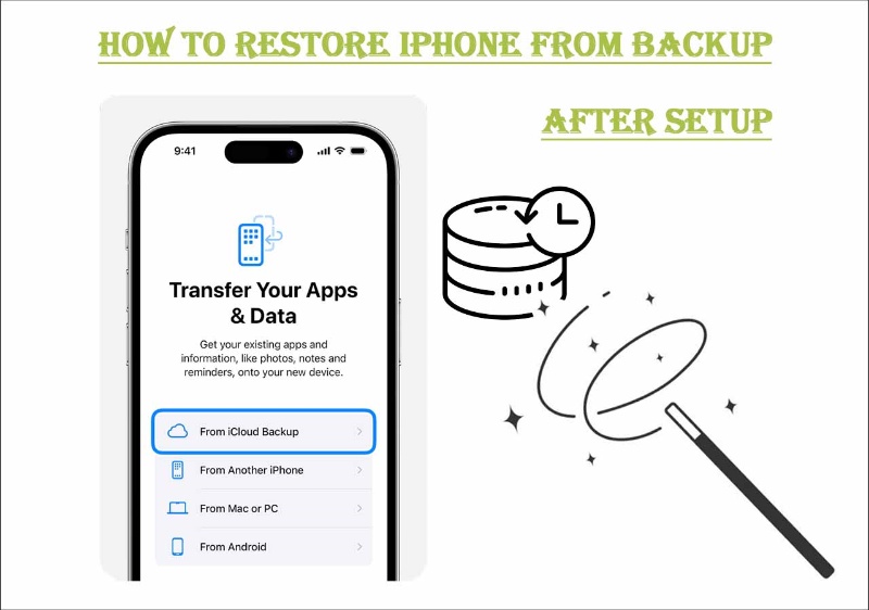  how to restore an iphone from a backup after setup	